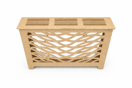 Helg Design Modern radiator cover Style 1 custom MDF unfinished top detail.