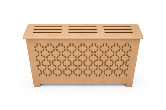 Helg Design Modern radiator cover Style 2 custom MDF unfinished top detail .