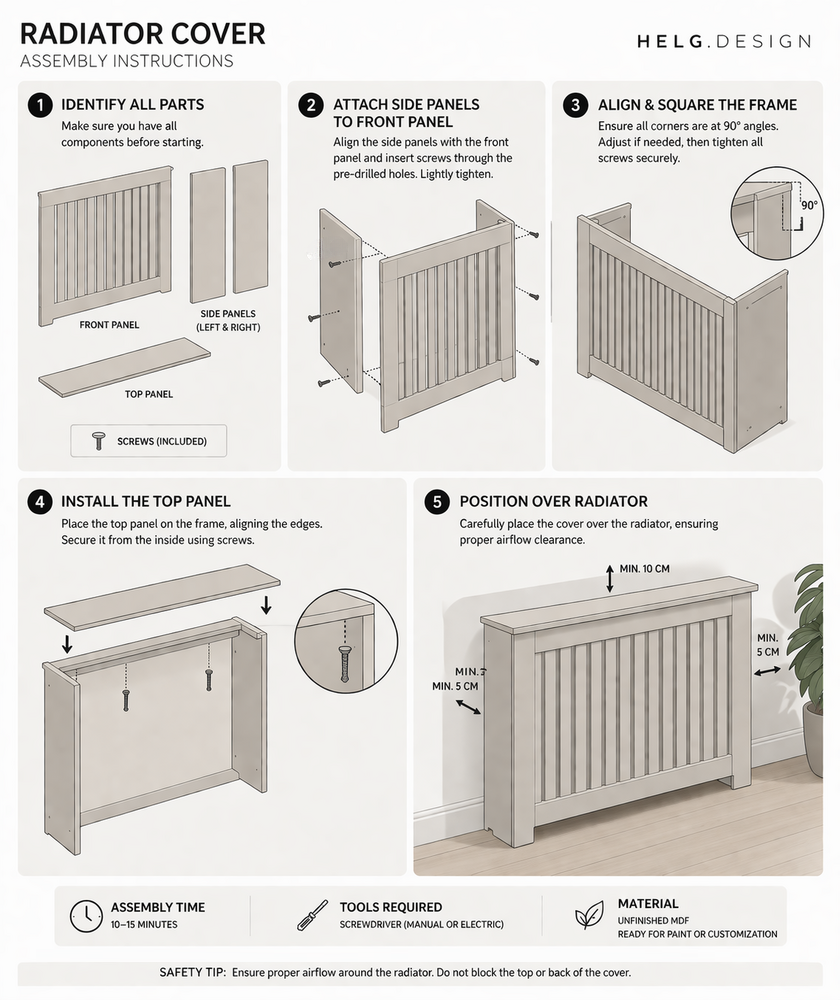 Helg Design Radiator cover MDF assembly instructions