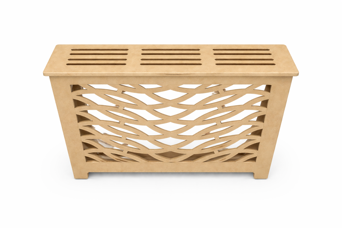 Helg Design Modern radiator cover Style 1 custom MDF unfinished top detail.