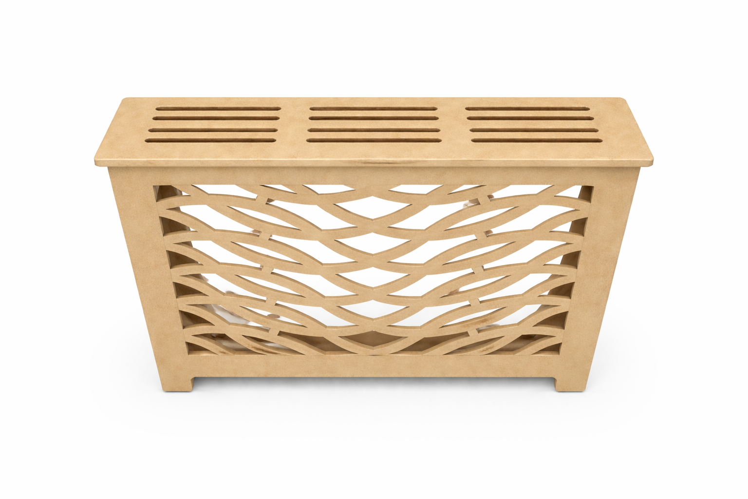 Helg Design Modern radiator cover Style 1 custom MDF unfinished top detail.