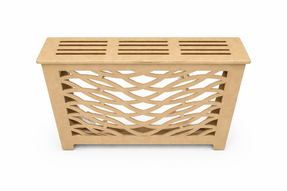Helg Design Modern radiator cover Style 1 custom MDF unfinished top detail.